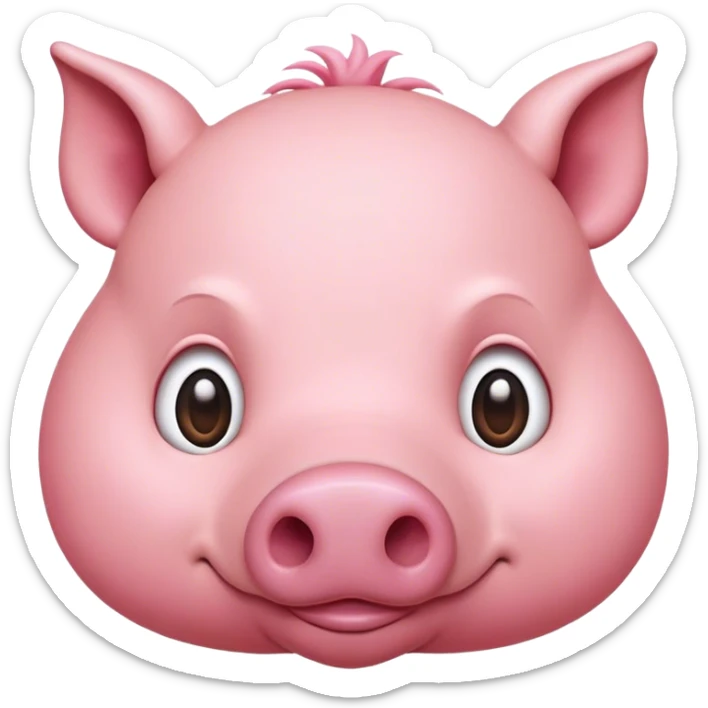 Cinematic Noble Pig Portrait Emoji, Poised and regal, with a stout, robust build and a smooth, well-groomed rosy-pink hide, deep-set soulful beady eyes, Simplified yet sharp and sophisticated features, highly detailed, glowing with a soft, dignified glow, high shine, intelligent and determined, stylized with an air of barnyard nobility, focused and attentive, soft glowing outline, capturing the essence of a watchful and confident pig, so majestic it feels as though it could trot out of the screen with effortless authority! sticker