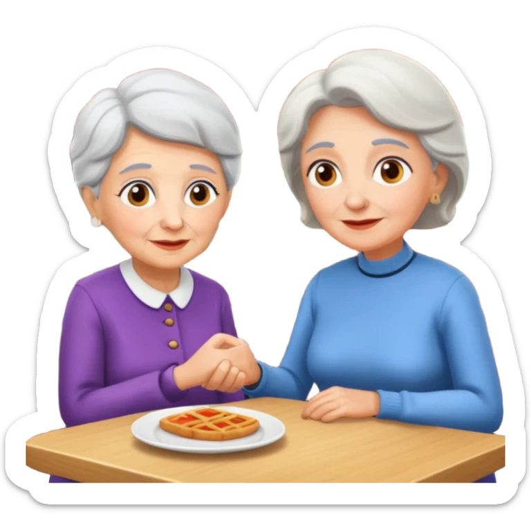 conversación dentro de un restaurant  dos personas y una de las persoans sea una abuela sticker