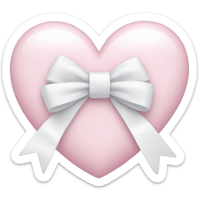 Pastel pink heart with white bow sticker