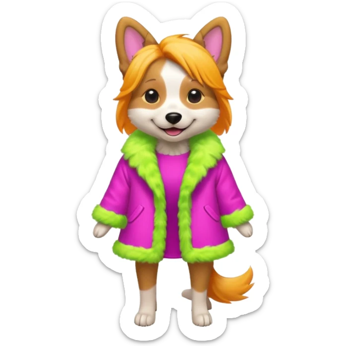 DOG wearring neon fashion dress sticker