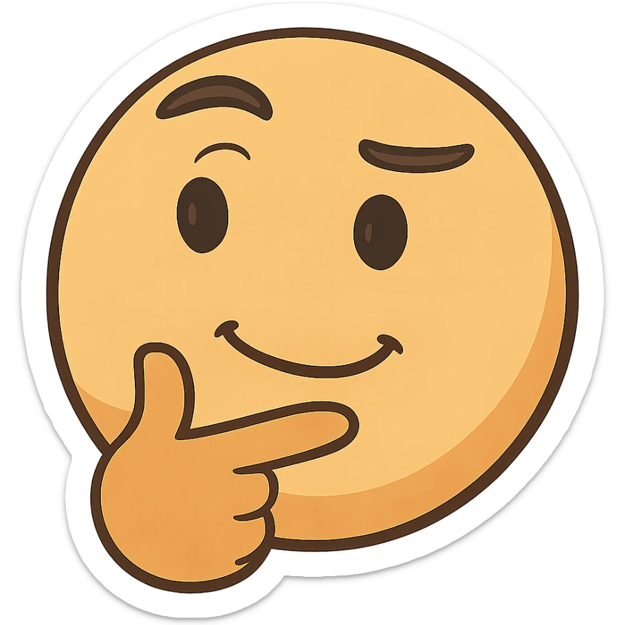 A thoughtful face smile emoji sticker