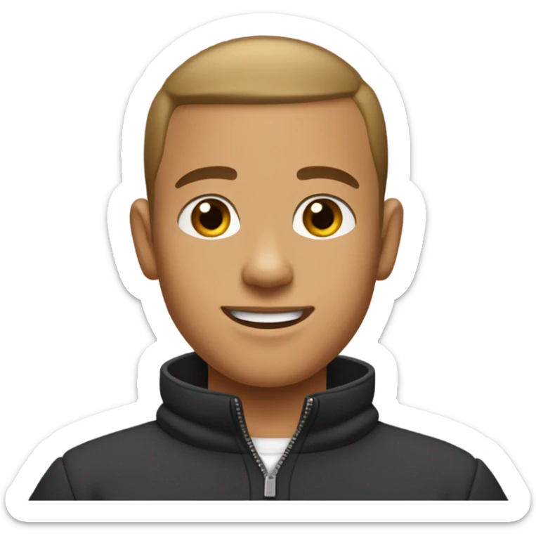 boy with light tanned skin, short buzz cut, no facial hair, wearing a smart quarter zip jumper. sticker