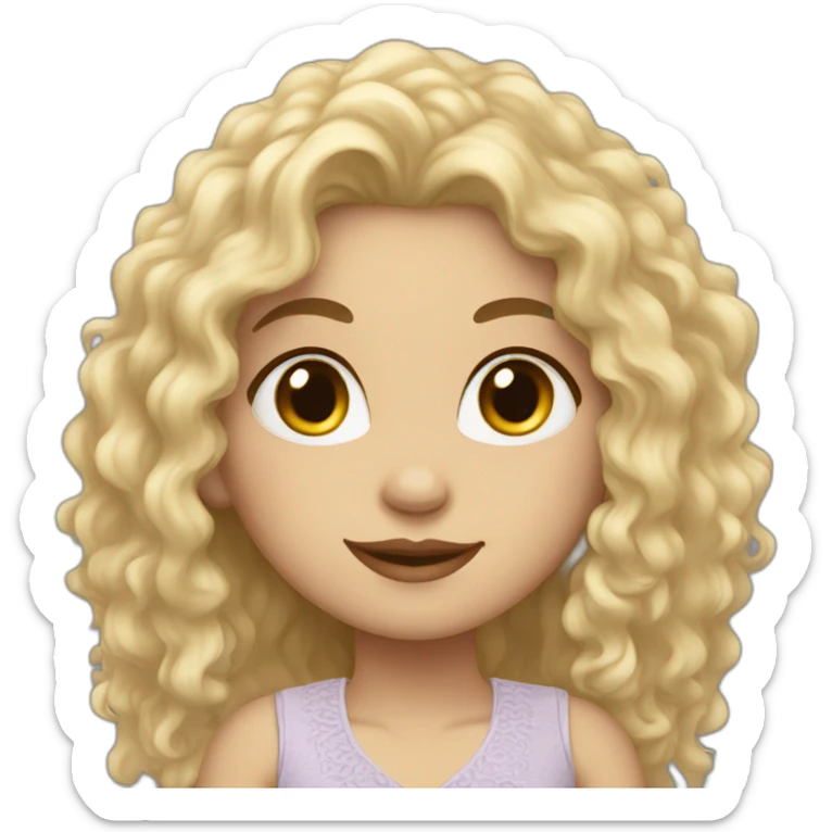 White skin color pakistani girl with black frizzy long hair sticker