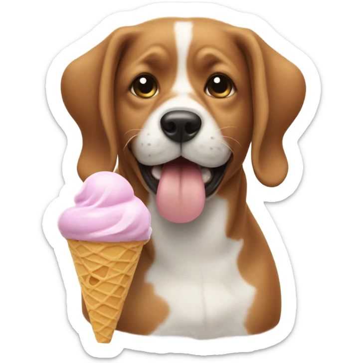 Dog eating ice cream sticker