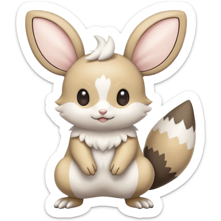 Minccino-Emolga-Pachirisu-Cacomistl-Fakemon-hybrid-creature (full body) sticker