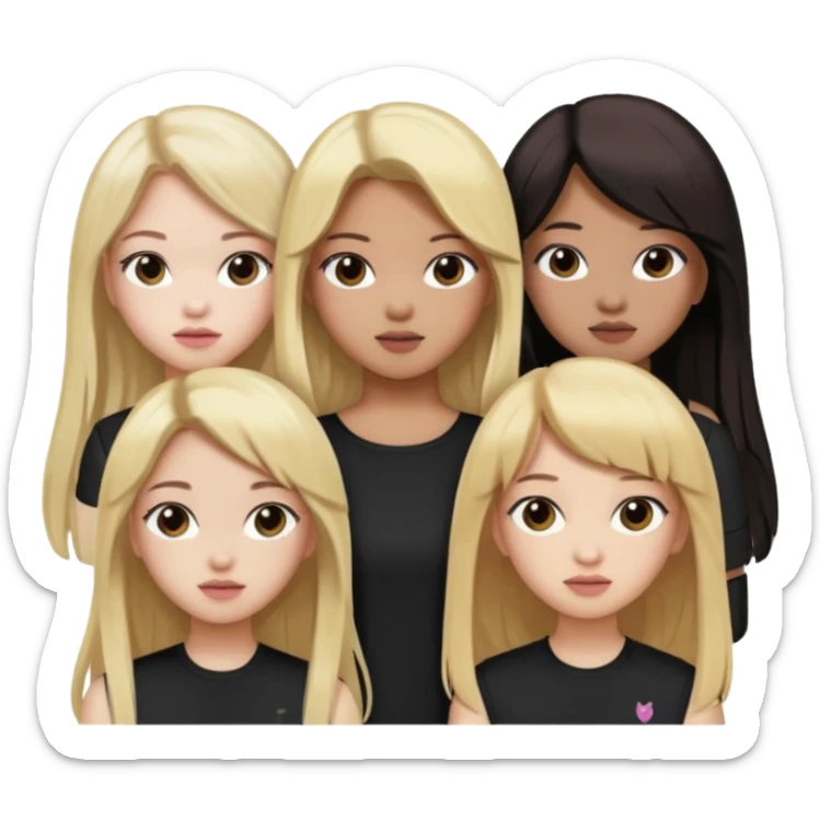 BLACKPINK 4 girls, hair colors: 1 blonde, 2 black, 2 brown sticker