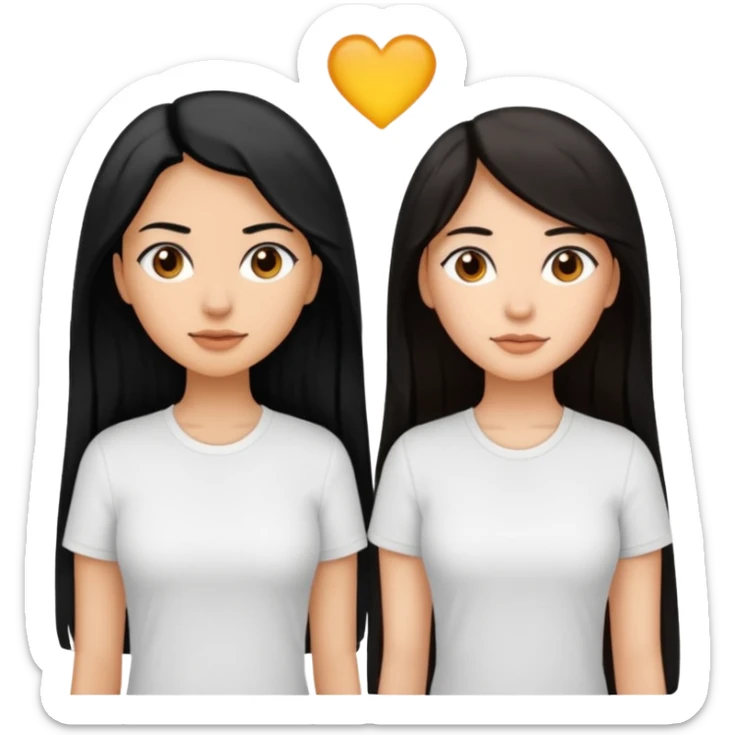 Dos mujeres juntas que una sea de color trigueña y de color blanca, cabello largo negro sea la de piel blanca y la de piel trigueña cabello castaño raya en medio, tengan polo blanco sticker