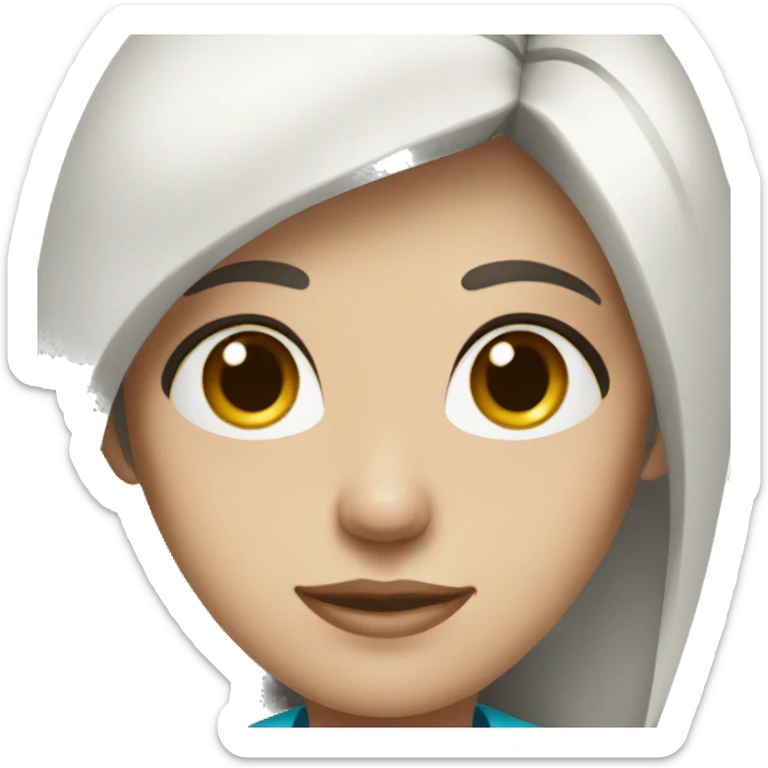Female doctor, white skin, blue eyes, long brown hair sticker