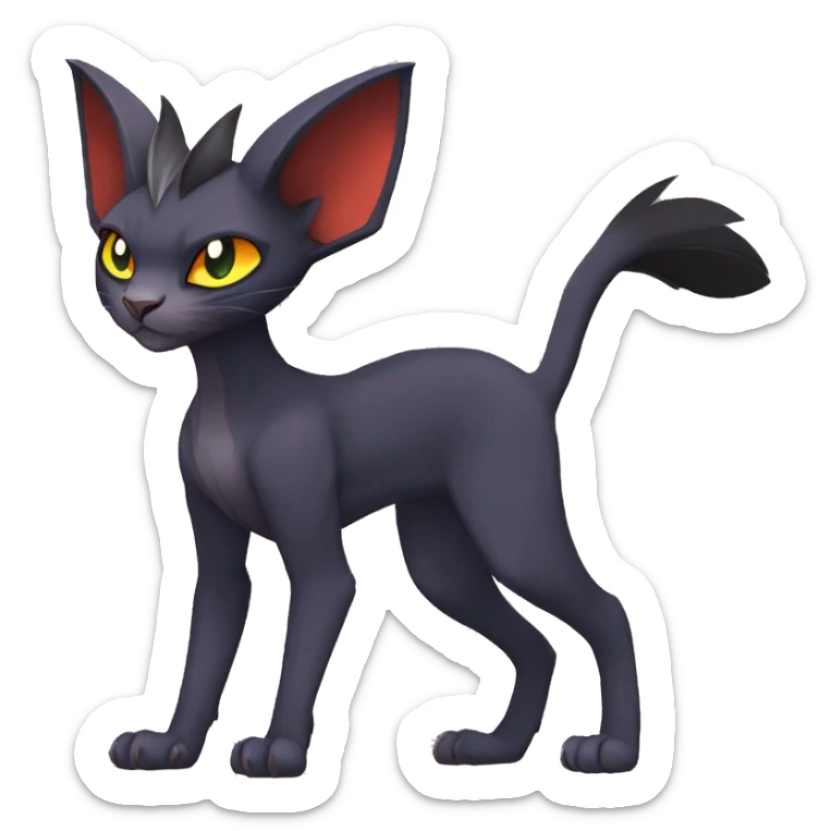 Black edgy Noivern-Litten-Sphynx-Lykoi-Caracal-cat-Fakemon full-body sticker