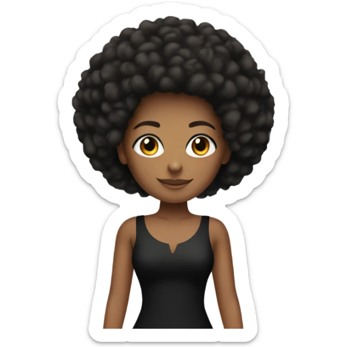 Girl with tan skin and Afro full body black bodycon dress sticker