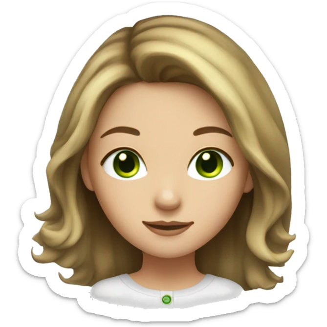 Girl with brown hair and blonde highlights with green eyes sticker
