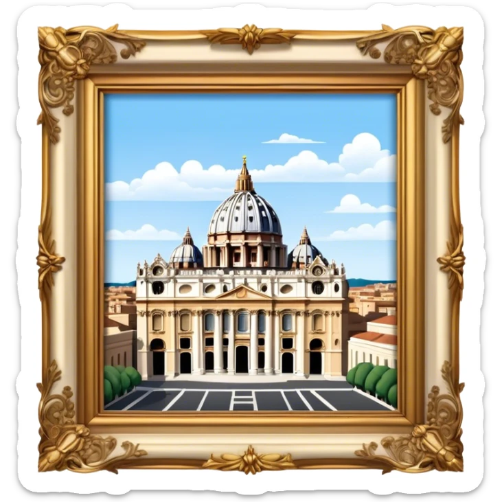 Cinematic Realistic St. Peter's Basilica Landmark Emoji, depicted with majestic, ornate architecture rendered with lifelike detail and regal lighting. sticker