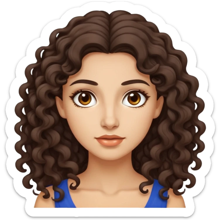 attractive Greek woman with long curly dark brown hair and light skin sticker