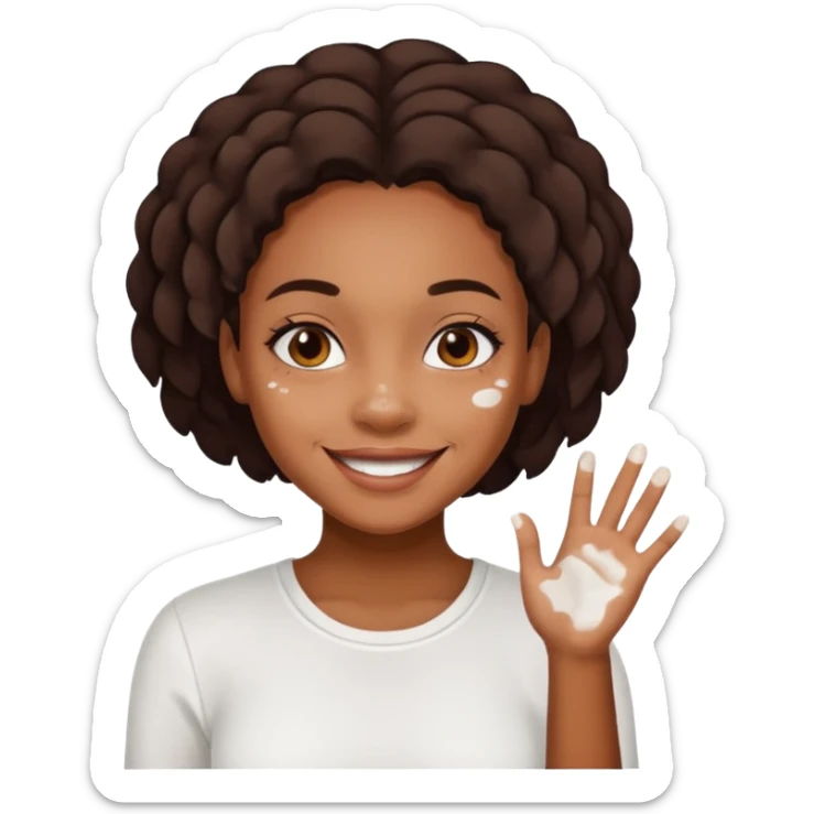 emoji of a black girls with vitiligo sticker
