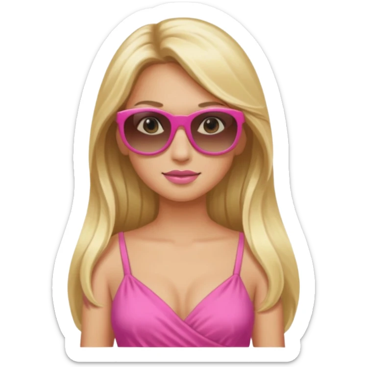 dior women with long blonde hair, pink dress, wear sun glasses sticker