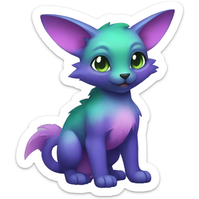 Cute cool black green blue purple pink animal hybrid Fakemon full body sticker