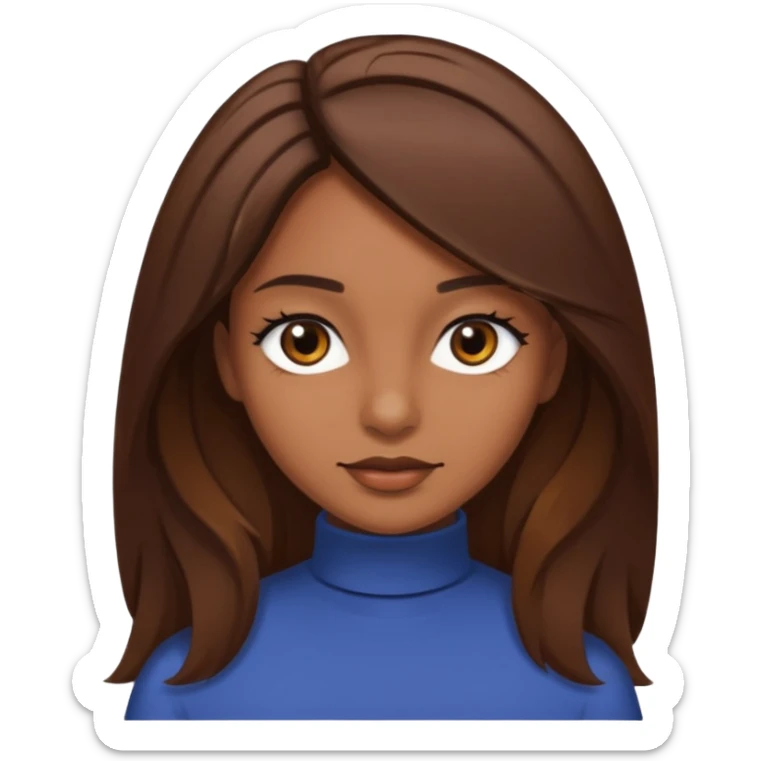 Chica morena con el pelo café medio largo en capas bonita con ojos negros  sticker
