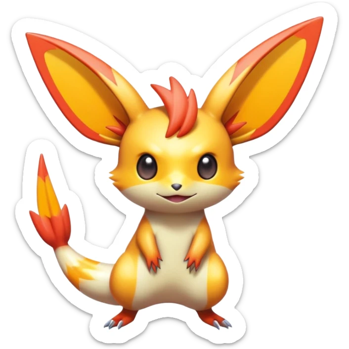 Colorful Shiny Exotic Victini-Salandit-Minccino-Emolga-Fakémon-hybrid-creature (full body)  sticker