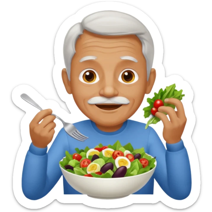 I want to create an emoji of a old  guy eating healthy food sticker