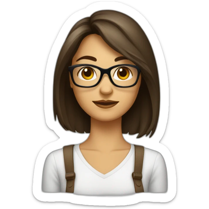 Femme brune coupe au carré, avec lunettes carré sticker