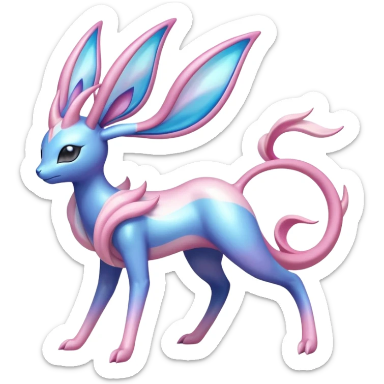 Colorful Shiny Exotic Cresselia-Sylveon-Suicune-Fakémon-hybrid-creature (full body)  sticker