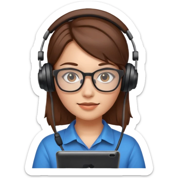 gamer girl with glasses, brown hair sticker