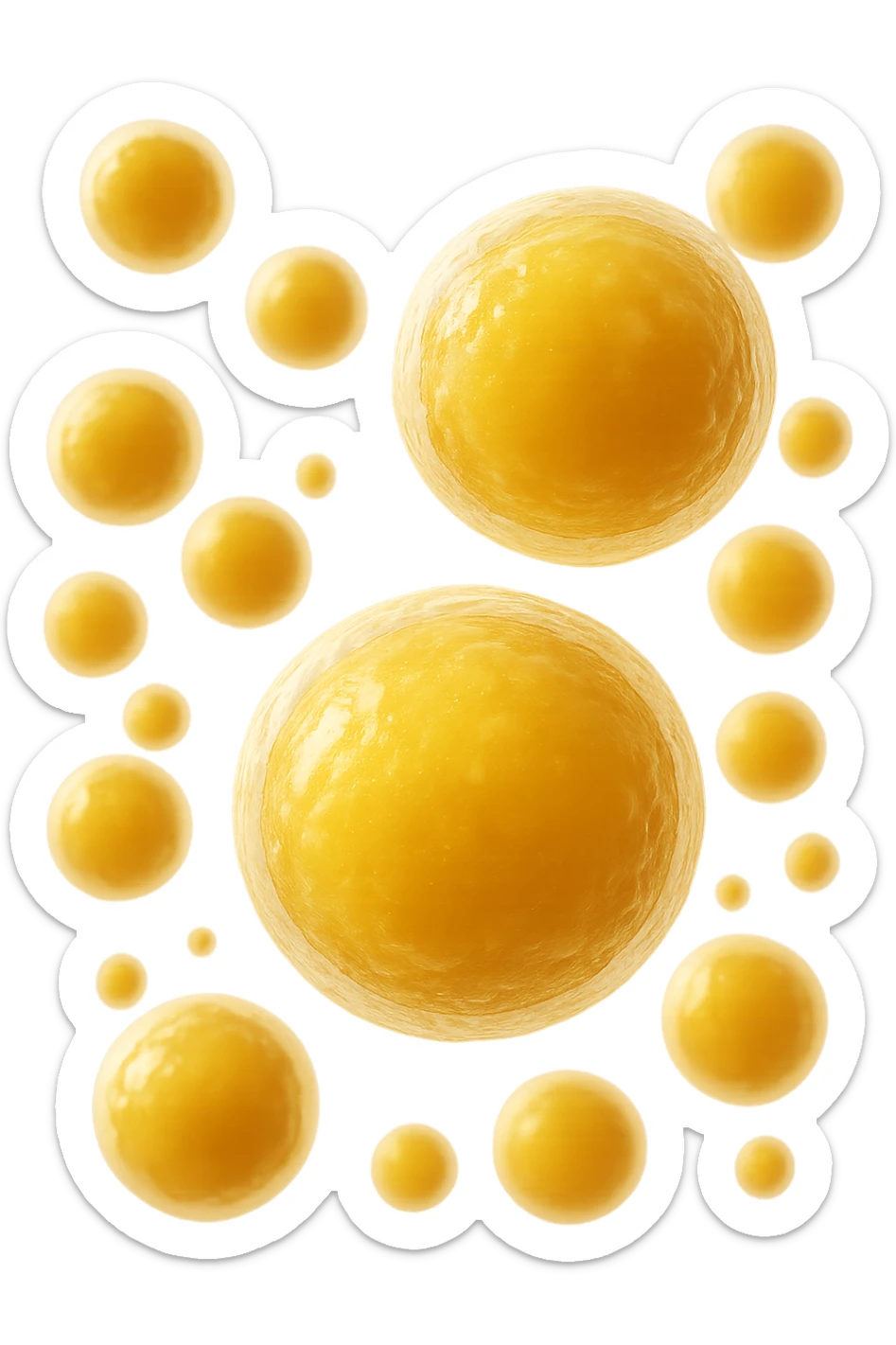 cellule di grasso gialle (adipociti) fluttuano in aria, iperrealistico 4k sticker