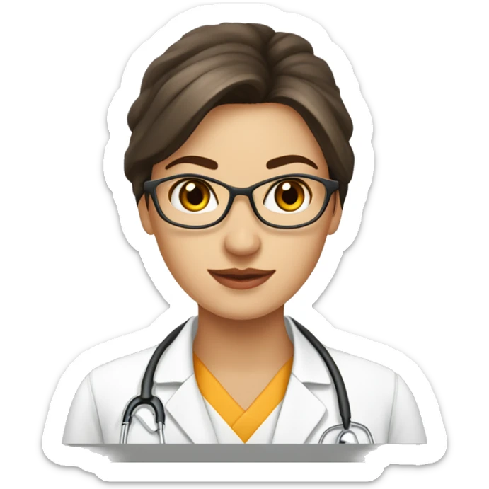 Médecin, jolie femme, cheveux bruns longs et raides, endocrinologue, Diabétologue  sticker