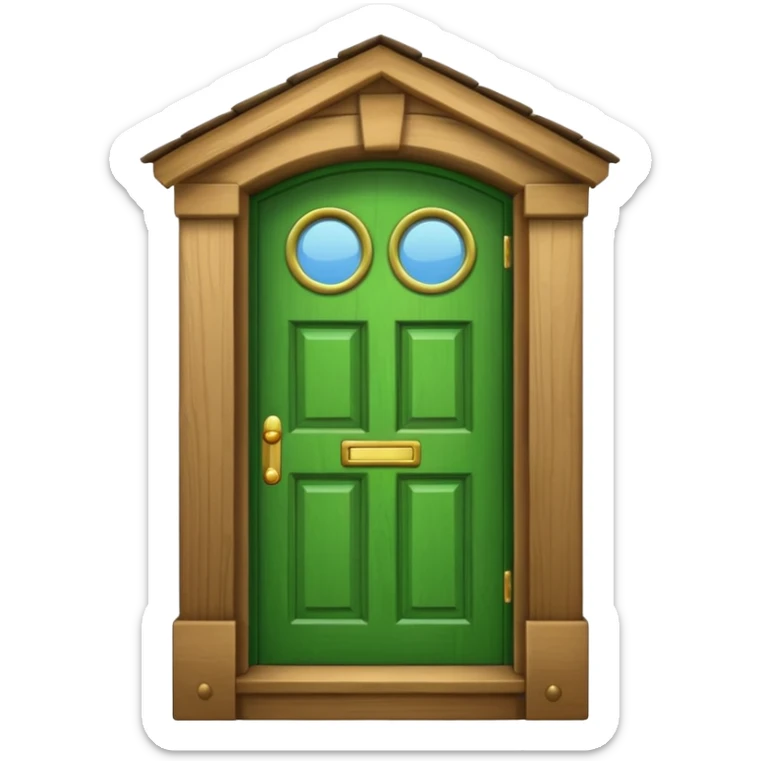 A simple green door emoji in the style of Apple emoji with a window. sticker