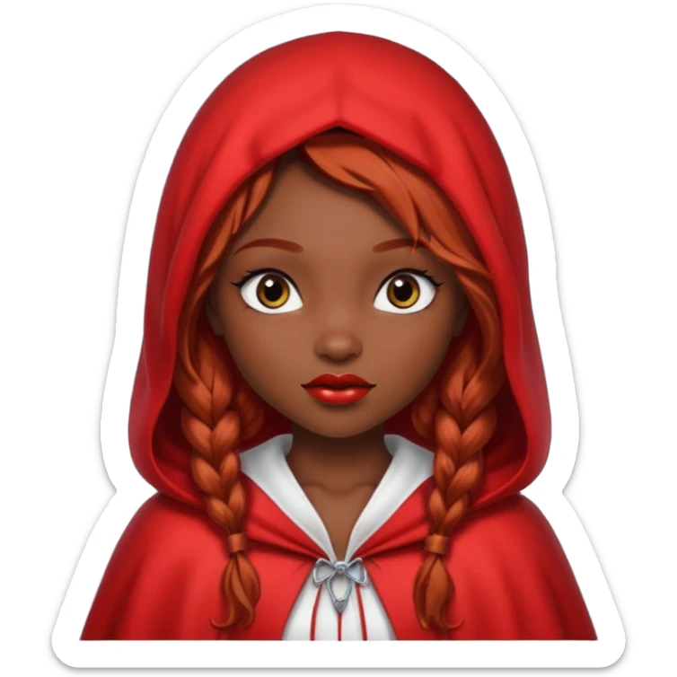 Little red riding hood African American with black with straight long wavy hair and long eyelashes  sticker