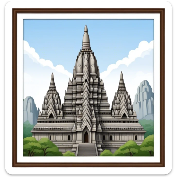 Prambanan Temple Landmark Emoji – Showcasing its towering Hindu temple spires with intricate carvings. sticker