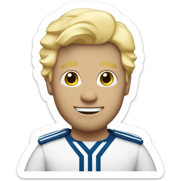 Male with blonde hair waving hand to say hello with a Scotland flag in the background  sticker