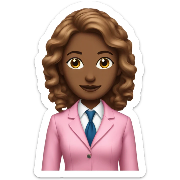 Brown curled hair blue eye lawyer woman in pink suite sticker