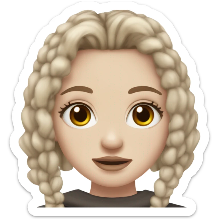 pale girl with freckles long dark brown hair hazel eyes and septum piercing and nose piercing  sticker