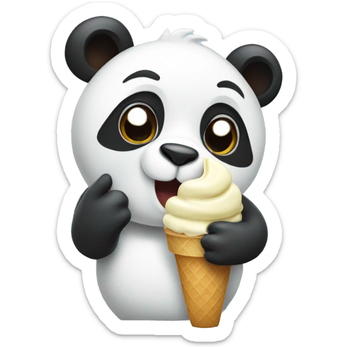 Panda eating ice cream sticker