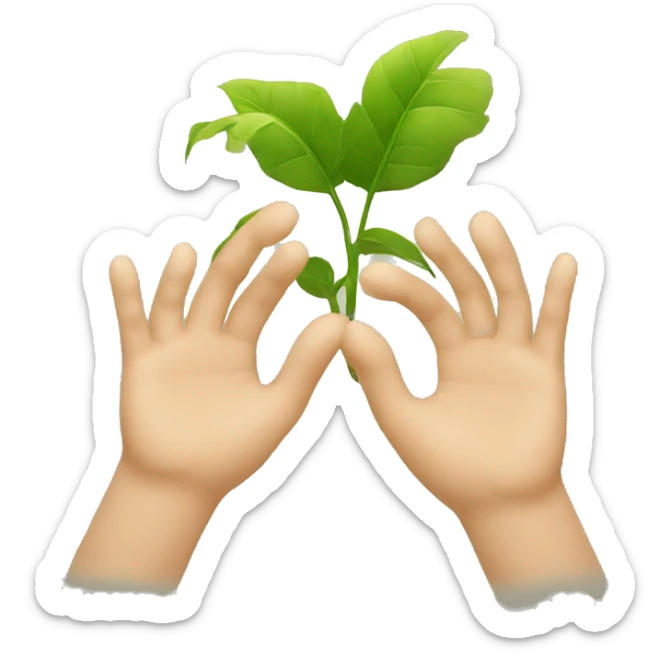 Two hands with a plant sticker