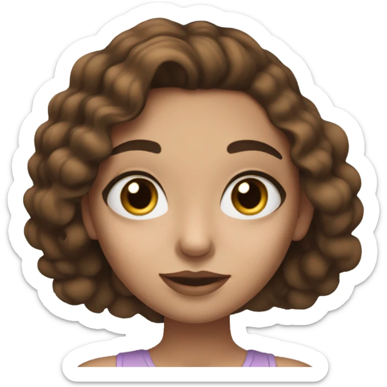 Girl doing makeup on white skin while having Brown hair and blue eyes and freackles sticker