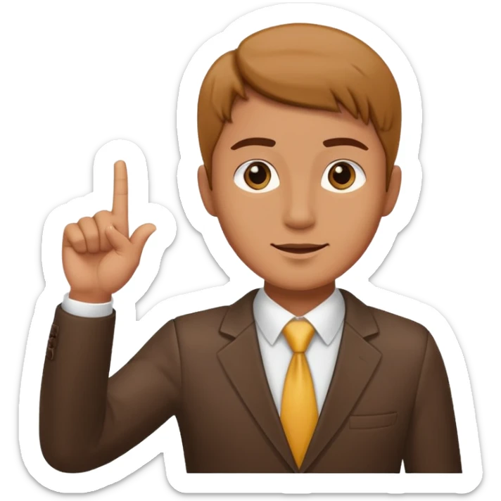 business client raising his hand with one finger only to say that he wants to make a request sticker