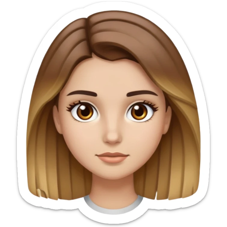 Girl with brown hair and blonde highlights, dark brows, and brown eyes sticker