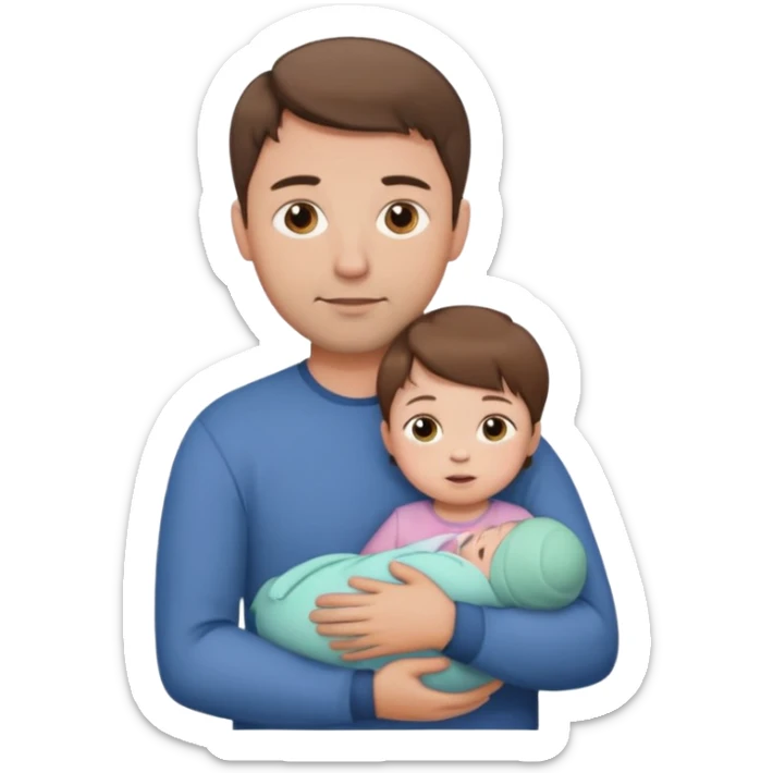 dad with short brown hair and fair skin with baby girl sticker