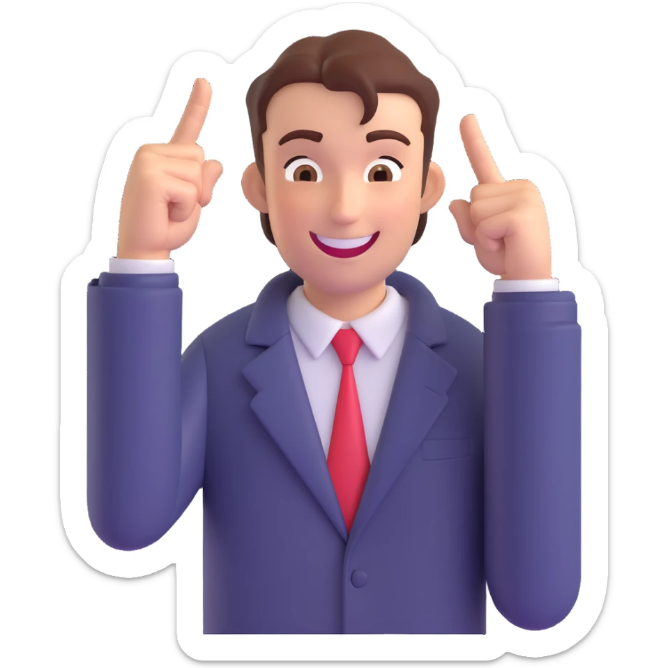 playful illustration of a person with a finger gun to their head and a big smile sticker