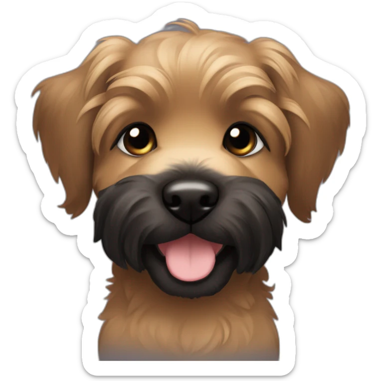bouvier fawn brown and black puppy face very long hair smiling sticker