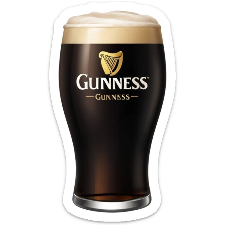 Pint of guiness with the glass only full to the g in the guiness logo on glass sticker