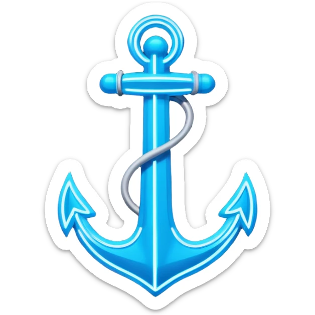 A neon futuristic cyberpunk anchor line drawing, that would be made of neon tubing on a sign sticker