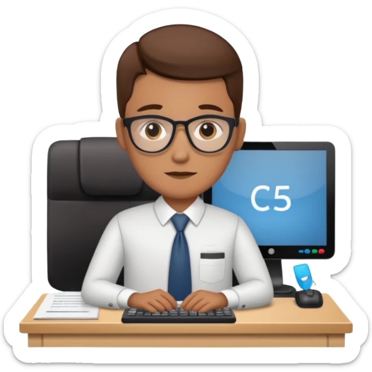 imagenes de una contador en caricatura, con una computadora y mencione conta 365 sticker