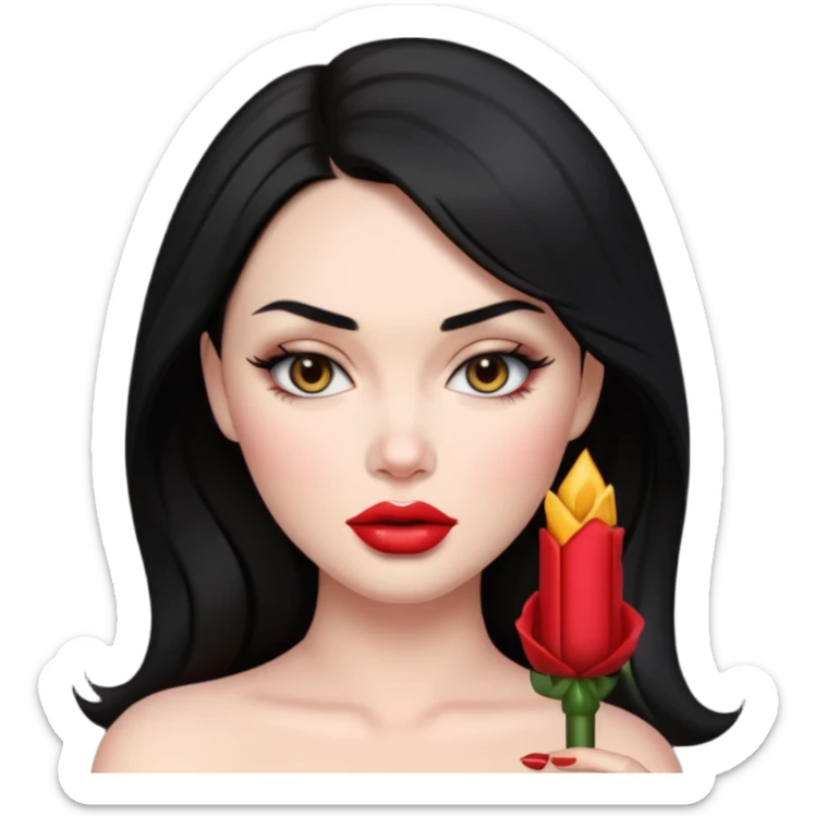 “Emoji girl, femme fatale, black hair. megan fox vibes sticker