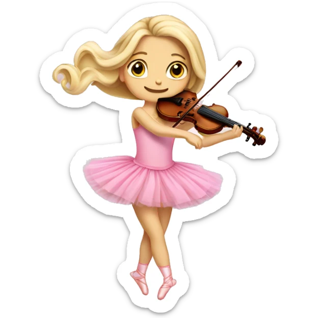 blonde ballet girl pink tutu long hair playing violin sticker