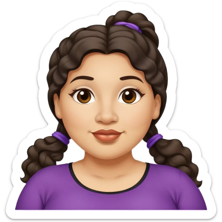  plus size light skin latino women with wavy dark hair in pony tail flat wide nose  sticker