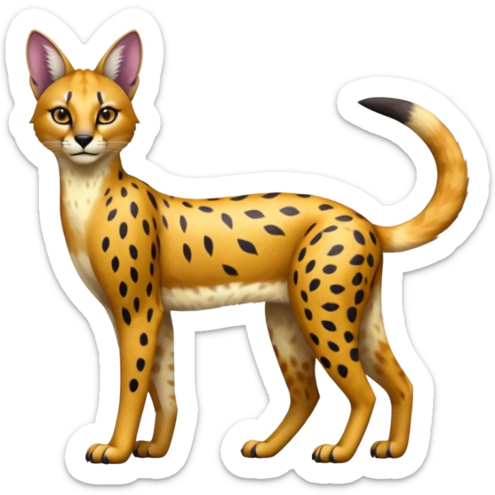 Colorful shiny Caracal-Cheetah-Serval-Civet-Trico-Sergal-Vernid-fusion-hybrid-animal-creature, dull body sticker