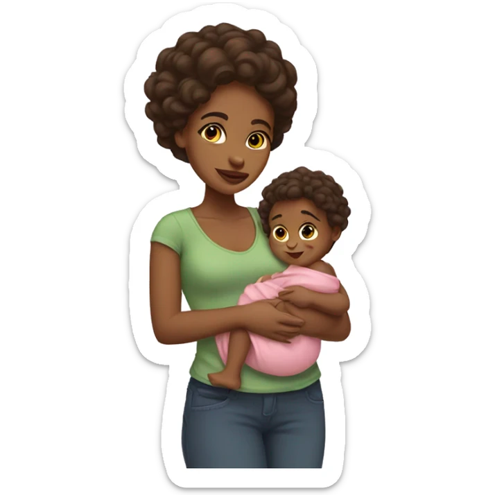 Brown-Girl-with-baby sticker